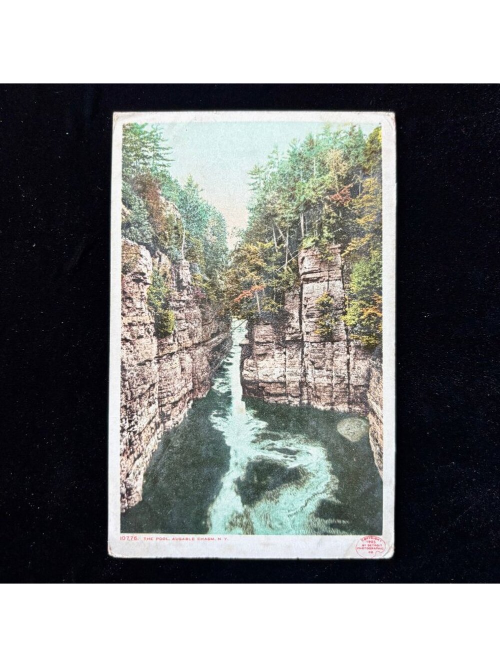 Antique Postcard 1907 Ausable Chasm NY Detroit Publishing Phostint River Gorge